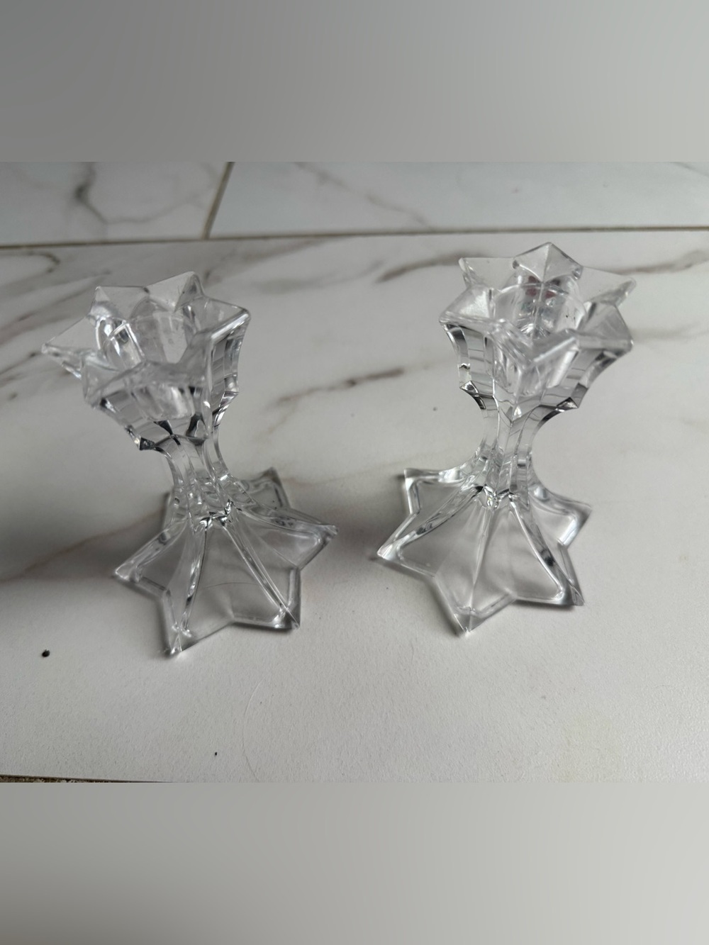 2 Glass Crystal-Style Candle Holders - Picture 4 of 4